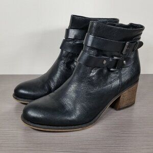 Franco Sarto Linden 2 Block Heel Booties, Black Leather, Womens Size 10 M / 40